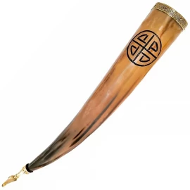 Trinkhorn mit handgeschnitztem Wikinger/keltischem Knotenschild 350ml