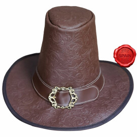 Kožený klobouk 20cm kůže s ozdobnou reliéfní ražbou