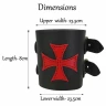 Black Leather Wristband with Red Templar Cross