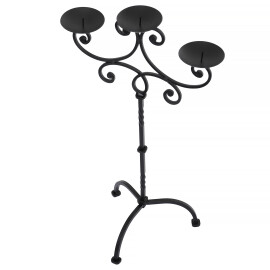 Hand Wrought Iron 3-Arm Candle Holder 65cm