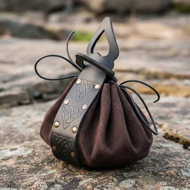 Mittelalterliche Gürteltasche aus Leder | Triquetra-Prägung | Kelten & Wikinger - Outlet