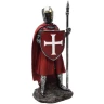 Red crusader figure with shield, spear and great helm 20cm