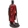Red crusader figure with shield, sword and great helm 30cm