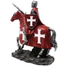 Figurine of a Red Crusader on horseback in armour with sword and shield 22cm
