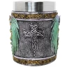 Dekorativer XL Drachenkrug „Drachenwache“ mit keltischem Kreuz, Polyresin, 500 ml