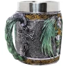 Dekorativer XL Drachenkrug „Drachenwache“ mit keltischem Kreuz, Polyresin, 500 ml