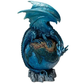 Guardian of the Blue Planet: Earth Dragon on Globe Figurine
