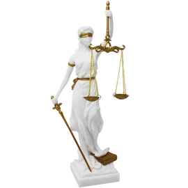 Lady Justice, white figurine with golden details 35cm
