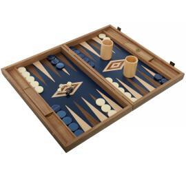 Backgammon Walnuss mit blauer Eiche