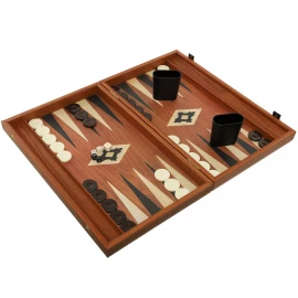 Backgammon aus Mahagoni-Imitat mit Seitenfächern 48x30 cm