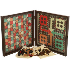 Vintage Style - 4 in 1 Combo Game - Chess/Backgammon/Ludo/Snakes