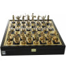 Greek Mythology Chess Set in wooden box with gold/silver chessmen and brass chessboard 34 x 34cm (Medium)