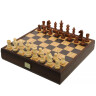 Šachy se schránkou vykládanou výrůstkem olivovníku a dřevěnými figurkami Staunton 27x27cm
