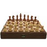 Šachy z ořechu 43x43 cm, šachové figurky Staunton (král 8,5 cm), hnědá a slonová kost