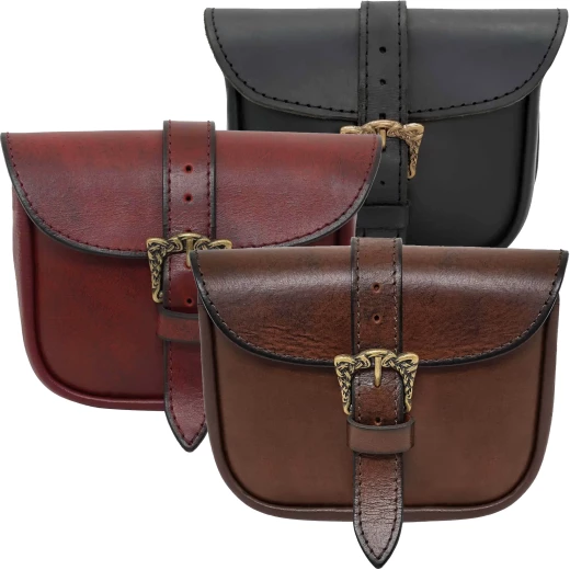 Mittelalterliche Gürteltasche aus Leder mit Zierschnalle - Outlet