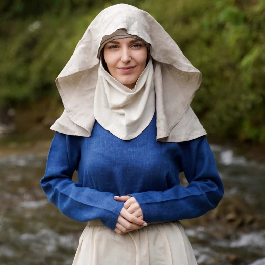 Medieval Linen Half-Moon Wimple Agnes – Natural
