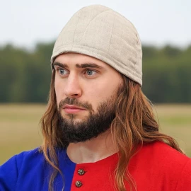 Gepolsterte Mittelalter-Bundhaube aus Leinen – Authentischer Kopfschutz