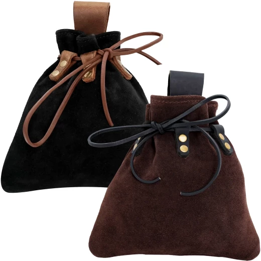 Mittelalterlicher Wildleder-Gürtelbeutel mit Kordelzug - Outlet