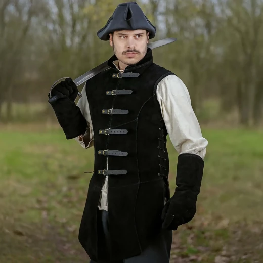 Medieval Suede Leather Jerkin 'Adrián', Black