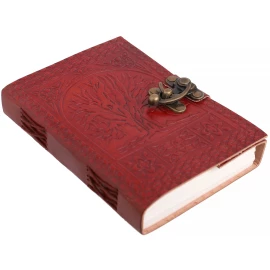 Lederbuch "Baum des Lebens", Mahagonirot, mit Metallverschluss