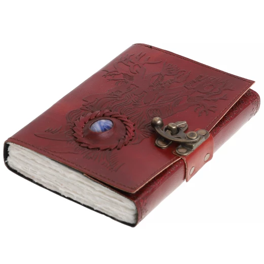 Leather Spirit Of The Forest Journal With Blue Stone