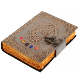 Graues Leder-Notizbuch "Avenger" mit Unendlichkeitshandschuh und Edelstein-Imitaten