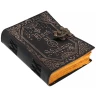 Schwarzes Leder-Grimoire "Book of Shadows" mit okkulten Symbolen