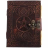 Leder-Grimoire Pentagramm mit keltischen Knoten und Büttenpapier