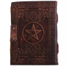Leder-Grimoire Pentagramm mit keltischen Knoten und Büttenpapier