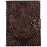 Leder-Grimoire Buch der Schatten mit Pentagramm-Relief und Büttenpapier