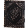 Schwarzes Leder-Grimoire Keltischer Drache mit Achat und Büttenpapier