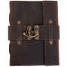 Kožený deník s popruhem a kovovou přezkou, tmavě hnědý, 18x13 cm
