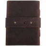 Kožený deník s popruhem a kovovou přezkou, tmavě hnědý, 18x13 cm