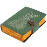 "Heart Fairy" Leather Journal, Green, with Clasp, Vintage Paper, 17.5x13 cm