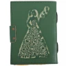 "Heart Fairy" Leather Journal, Green, with Clasp, Vintage Paper, 17.5x13 cm