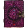 Leather Book of Shadows "Seven Chakras", Purple Mandala, Vintage Paper