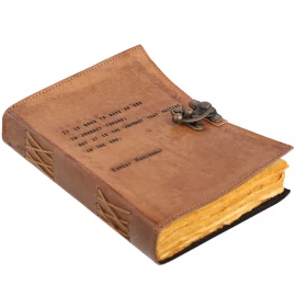 Lederbuch "The Journey That Matters", Cognacbraun, mit Verschluss, 20x15,5 cm