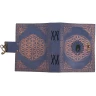 Blue Leather Grimoire "Flower of Life" with Gemstone
