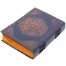 Blue Leather Grimoire "Flower of Life" with Gemstone