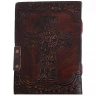 Leather Journal "Celtic Cross", Patinated Finish, Vintage Paper, 18.5x13.5 cm