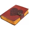 Leather Journal "Floral Heart", Massive, Vintage Paper, with Clasp, 20x15.5 cm