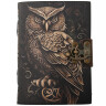 Handmade Leather Diary with an Owl, Symbol of Wisdom