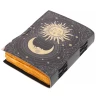 Celestial Sun and Moon Leather Grimoire with Handmade Paper