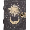 Celestial Sun and Moon Leather Grimoire with Handmade Paper