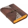 Mysterious Leather Grimoire with Key and Silver Fittings