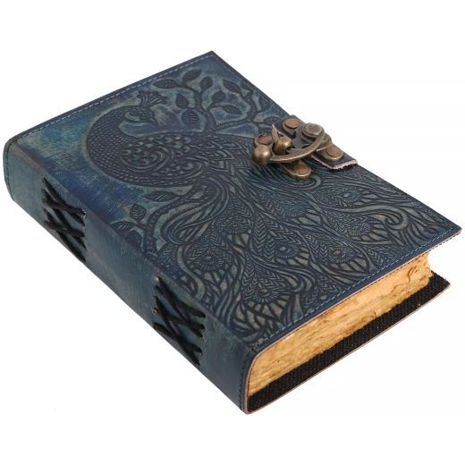 Leder-Notizbuch mit Pfau: dein Talisman für Schönheit und Inspiration
