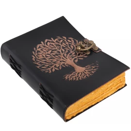 Leder-Notizbuch mit Lebensbaum und handgefertigtem Einband
