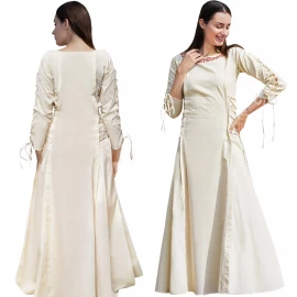 Mittelalterliches Baumwollkleid mit Schnürung – Abenteuerprinzessin - Outlet