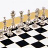 Schachspiel mit Gold/Silber Metallfiguren Staunton und Schachbrett aus Messing 28x28cm