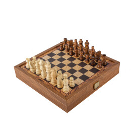Šachy a Vrhcáby tradiční, souprava 2v1, 27x27 cm